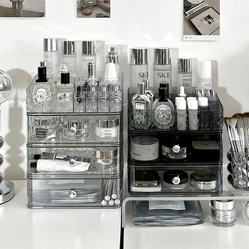 Cutie de depozitare pentru produse cosmetice cu sertar – organizator pentru machiaj pe birou, stil Nordic