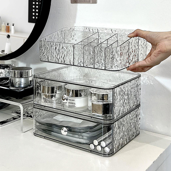 Cutie de depozitare pentru produse cosmetice cu sertar – organizator pentru machiaj pe birou, stil Nordic