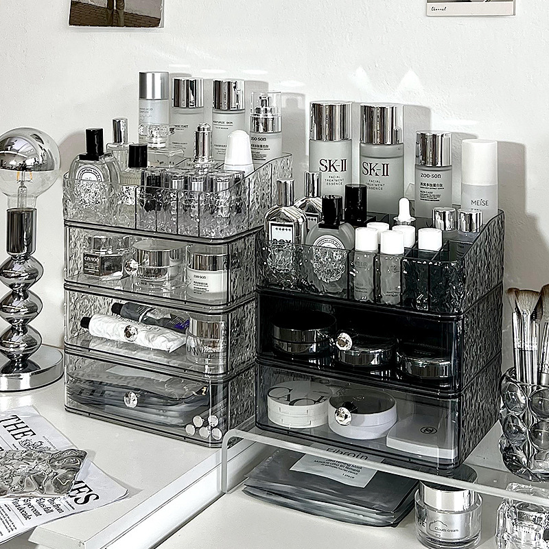 Cutie de depozitare pentru produse cosmetice cu sertar – organizator pentru machiaj pe birou, stil Nordic