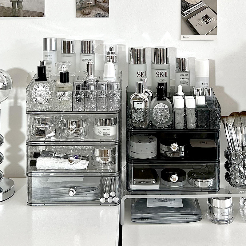 Cutie de depozitare pentru produse cosmetice cu sertar – organizator pentru machiaj pe birou, stil Nordic
