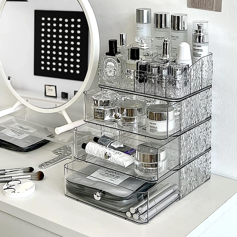Cutie de depozitare pentru produse cosmetice cu sertar – organizator pentru machiaj pe birou, stil Nordic