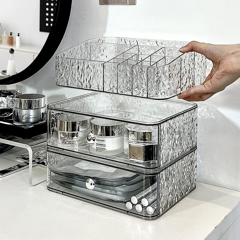Cutie de depozitare pentru produse cosmetice cu sertar – organizator pentru machiaj pe birou, stil Nordic