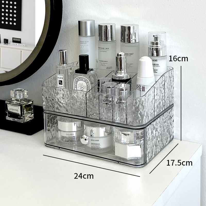 Cutie de depozitare pentru produse cosmetice cu sertar – organizator pentru machiaj pe birou, stil Nordic