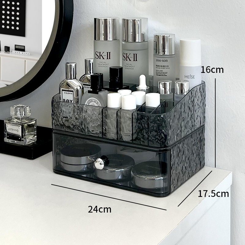 Cutie de depozitare pentru produse cosmetice cu sertar – organizator pentru machiaj pe birou, stil Nordic