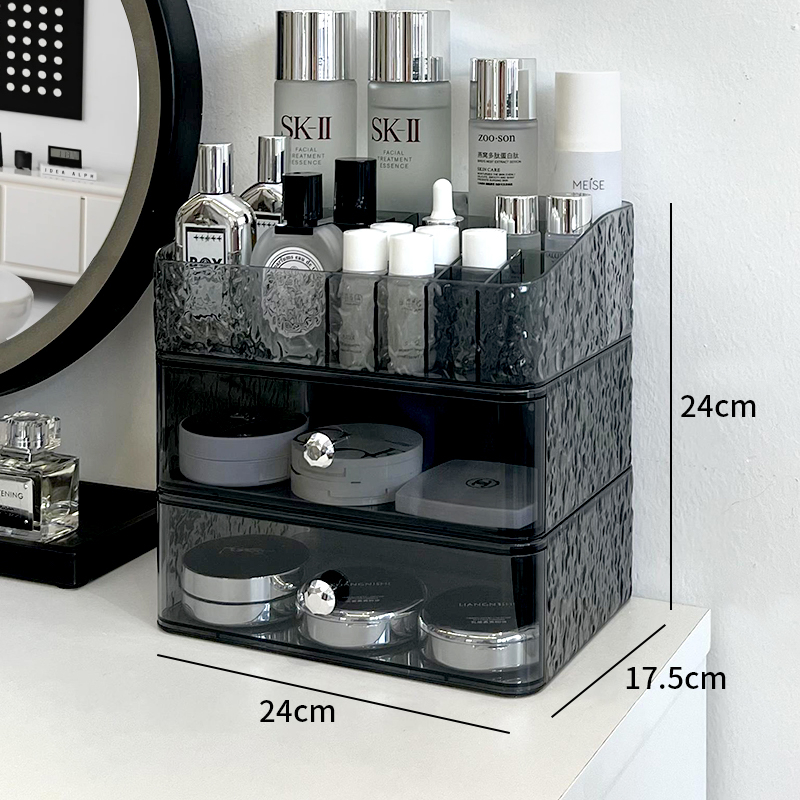 Cutie de depozitare pentru produse cosmetice cu sertar – organizator pentru machiaj pe birou, stil Nordic