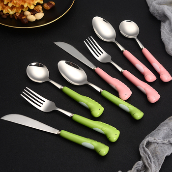 Set de tacâmuri pentru copii din oțel inoxidabil 304: cuțit, furculiță și lingură cu mâner ceramic