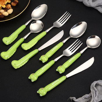 Set de tacâmuri pentru copii din oțel inoxidabil 304: cuțit, furculiță și lingură cu mâner ceramic