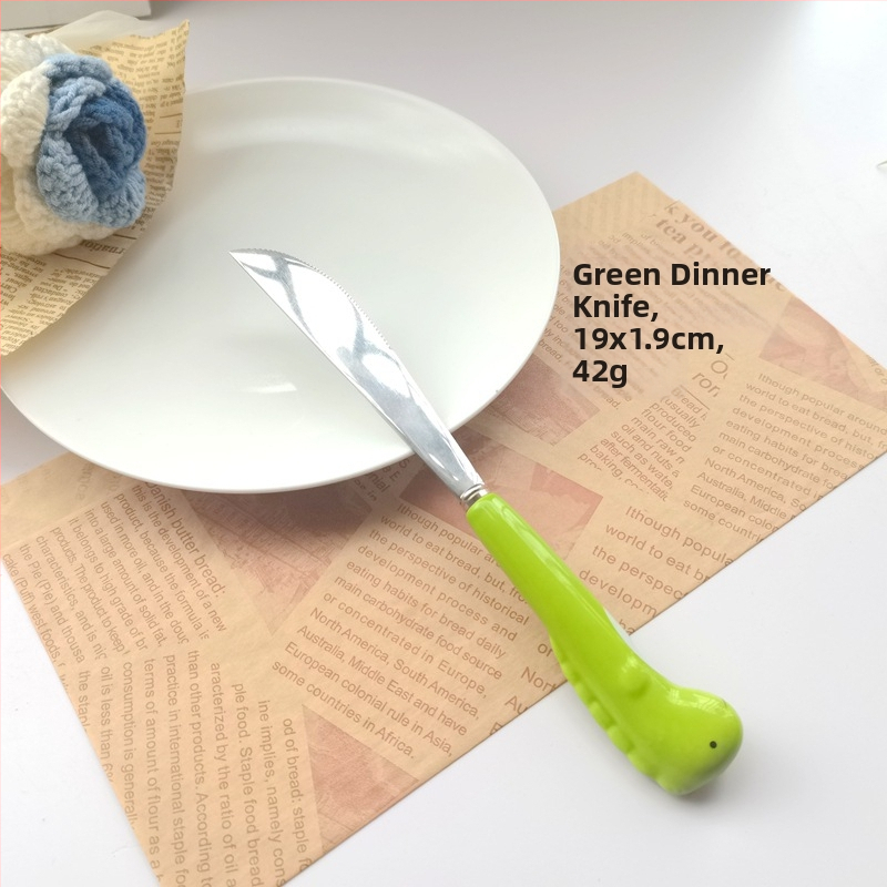 Set de tacâmuri pentru copii din oțel inoxidabil 304: cuțit, furculiță și lingură cu mâner ceramic