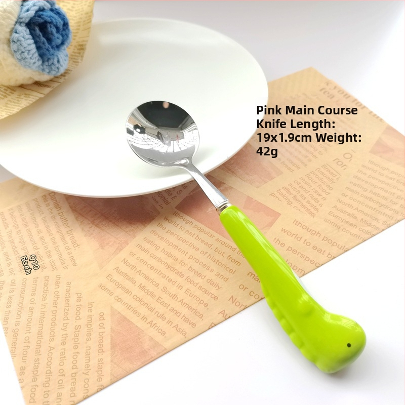 Set de tacâmuri pentru copii din oțel inoxidabil 304: cuțit, furculiță și lingură cu mâner ceramic