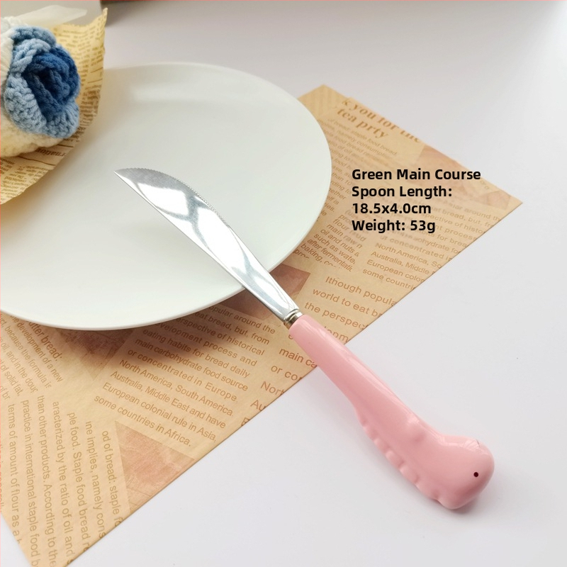 Set de tacâmuri pentru copii din oțel inoxidabil 304: cuțit, furculiță și lingură cu mâner ceramic