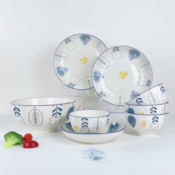 Set de veselă din porțelan cu oase, stil european, design modern minimalist, farfurii și boluri din ceramică, vase pentru acasă, cadou pentru casa nouă, vânzare en gros