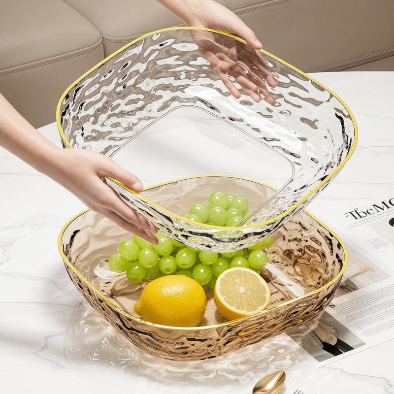 Farfurie de fructe de 20 cm pentru uz casnic, platou de fructe pentru sufragerie, bol de fructe cu design ușor luxos, farfurie pentru gustări cu estetică înaltă, expoziție de dulciuri la birou
