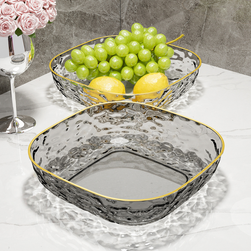 Farfurie de fructe de 20 cm pentru uz casnic, platou de fructe pentru sufragerie, bol de fructe cu design ușor luxos, farfurie pentru gustări cu estetică înaltă, expoziție de dulciuri la birou