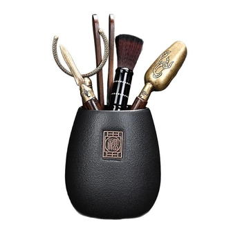 Set de ceremonie a ceaiului din ceramică neagră – șase domni, pentru uz casnic, accesorii Zen chinezești pentru ceai și instrumente de preparare a ceaiului, portabil