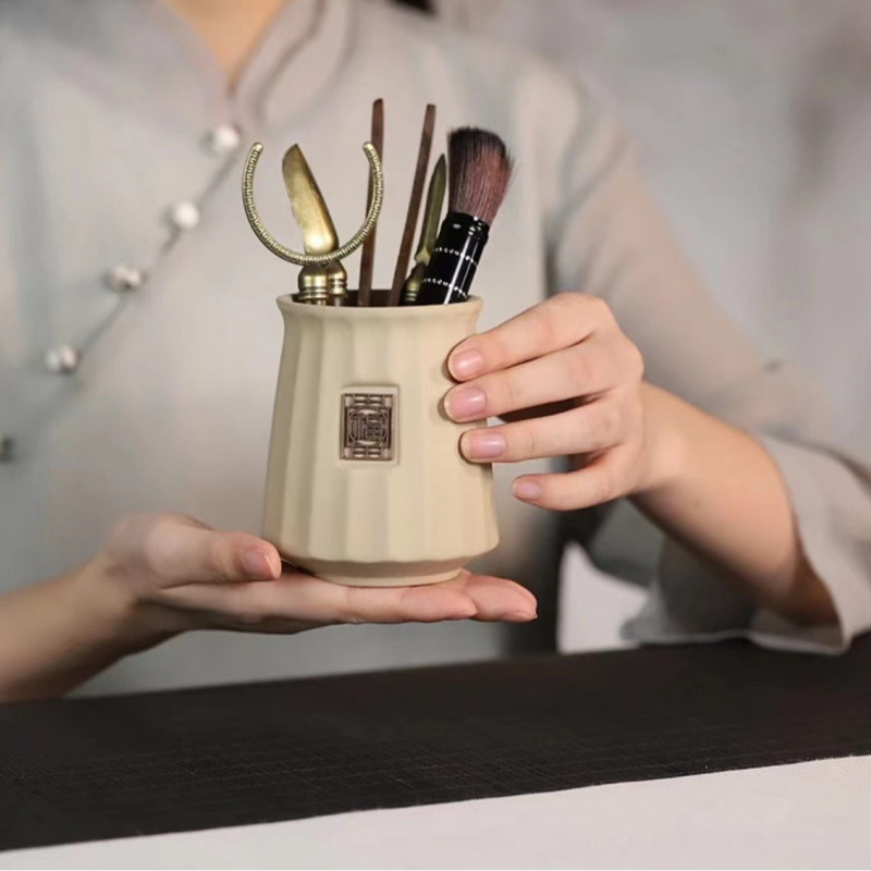 Set de ceremonie a ceaiului din ceramică neagră – șase domni, pentru uz casnic, accesorii Zen chinezești pentru ceai și instrumente de preparare a ceaiului, portabil
