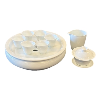 Set de ceai din ceramică albă, pentru uz casnic, cu recipient cu capac, vas pentru ceai și tavă de servire, stil minimalist modern