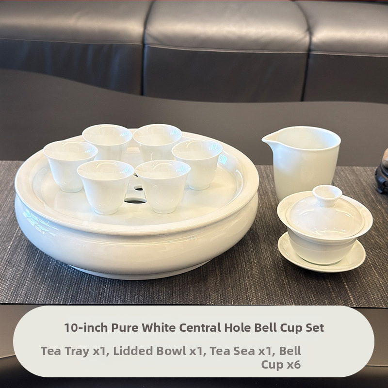 Set de ceai din ceramică albă, pentru uz casnic, cu recipient cu capac, vas pentru ceai și tavă de servire, stil minimalist modern