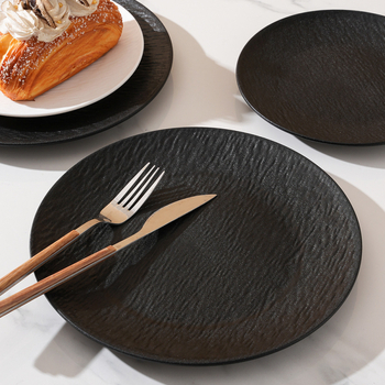 Műanyag tányér porcelánhatású, matt kőmintás felülettel, könnyed luxus nyugati stílusú kör alakú étkezőtál steakhez, tészta és salátához