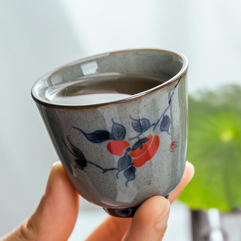 Ge Kiln set ceai cu ceainic cu capac și cești, glazură albastru-albă, motiv trei talente, inspirat din Dinastia Song