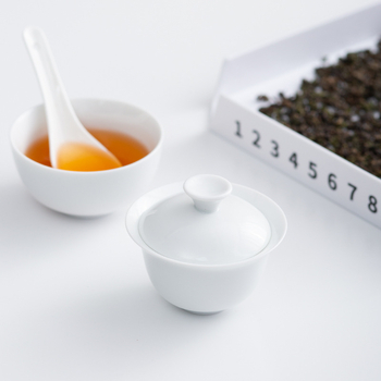 Cupa de degustare pentru ceai Oolong, porţelan alb cu capac, certificat QS, destinată evaluării frunzelor şi instruirii; potrivită pentru logo