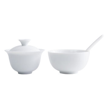 Cupa de degustare pentru ceai Oolong, porţelan alb cu capac, certificat QS, destinată evaluării frunzelor şi instruirii; potrivită pentru logo