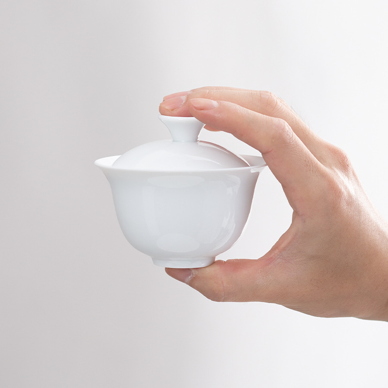 Cupa de degustare pentru ceai Oolong, porţelan alb cu capac, certificat QS, destinată evaluării frunzelor şi instruirii; potrivită pentru logo