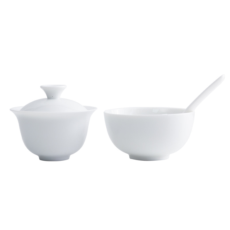 Cupa de degustare pentru ceai Oolong, porţelan alb cu capac, certificat QS, destinată evaluării frunzelor şi instruirii; potrivită pentru logo