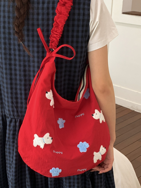 Torba od platna velike kapacitete za školu i svakodnevnu upotrebu, stilizirana i umjetnička crossbody torba s izvezenim motivom