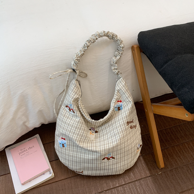 Torba od platna velike kapacitete za školu i svakodnevnu upotrebu, stilizirana i umjetnička crossbody torba s izvezenim motivom