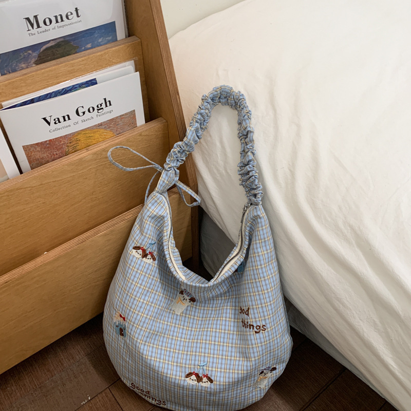 Torba od platna velike kapacitete za školu i svakodnevnu upotrebu, stilizirana i umjetnička crossbody torba s izvezenim motivom