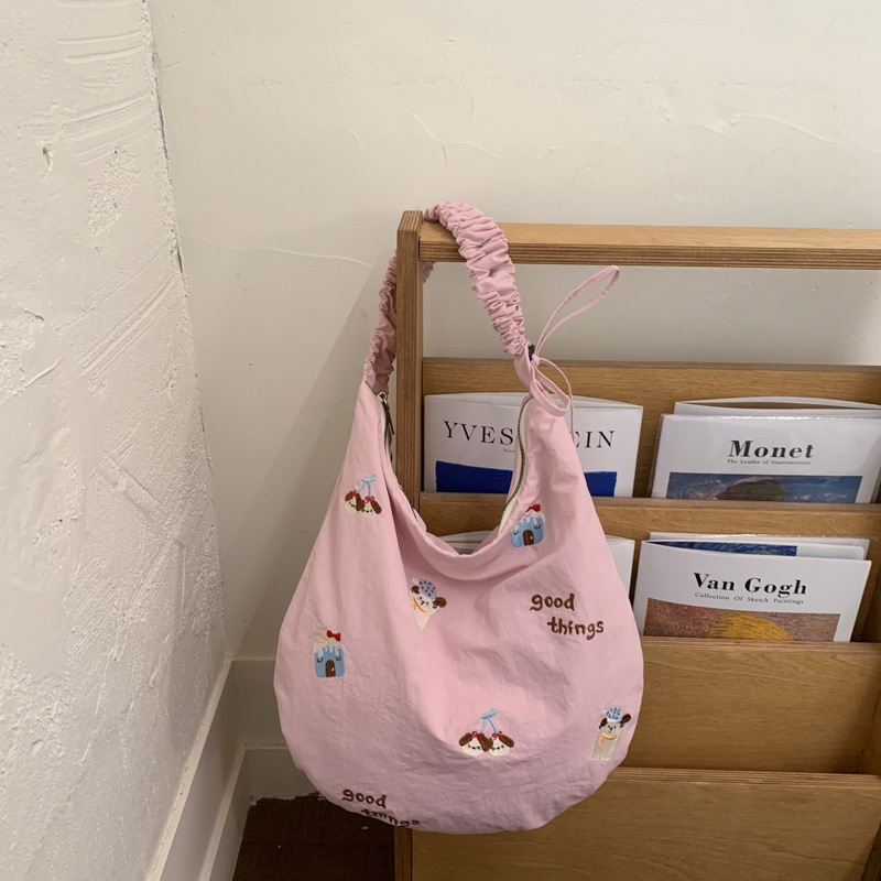 Torba od platna velike kapacitete za školu i svakodnevnu upotrebu, stilizirana i umjetnička crossbody torba s izvezenim motivom