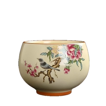 Ceșuță de ceai din ceramică Ru Kiln, stil chinezesc, mare cu mâner, ceașcă de degustare a ceaiului, set de ceai
