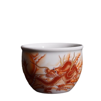 Ceașcă de ceai ceramică, în stil antic, glazură albastru-alb, pentru uz casnic