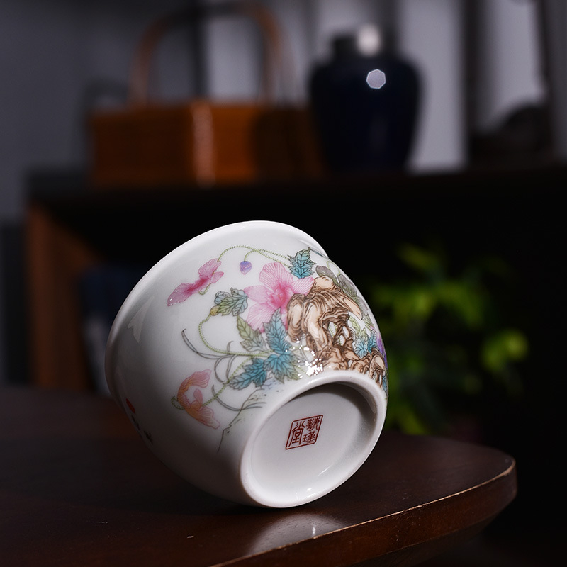 Ceașcă de ceai ceramică, în stil antic, glazură albastru-alb, pentru uz casnic