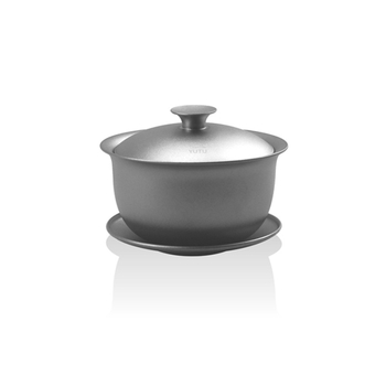 Set gaiwan din titan pur, trei piese, cu ceașcă de ceai cu izolație dublă, 130 ml, în cutie cadou