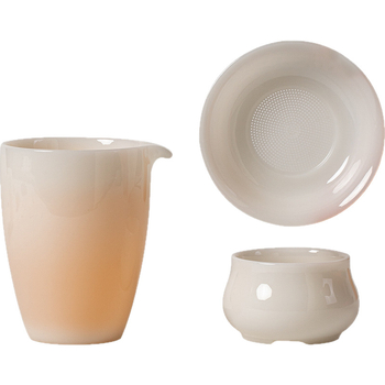 Filtru de ceai din porțelan alb, cu filtrare integrată – set de ceai ceramic complet