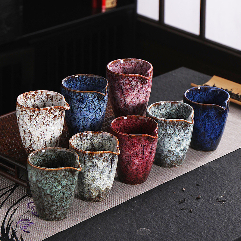 Tăviță ceramică de ceai cu ceașcă pentru repartizarea echitabilă pentru ceremonia Kung Fu – accesorii de ceai, stil chinezesc