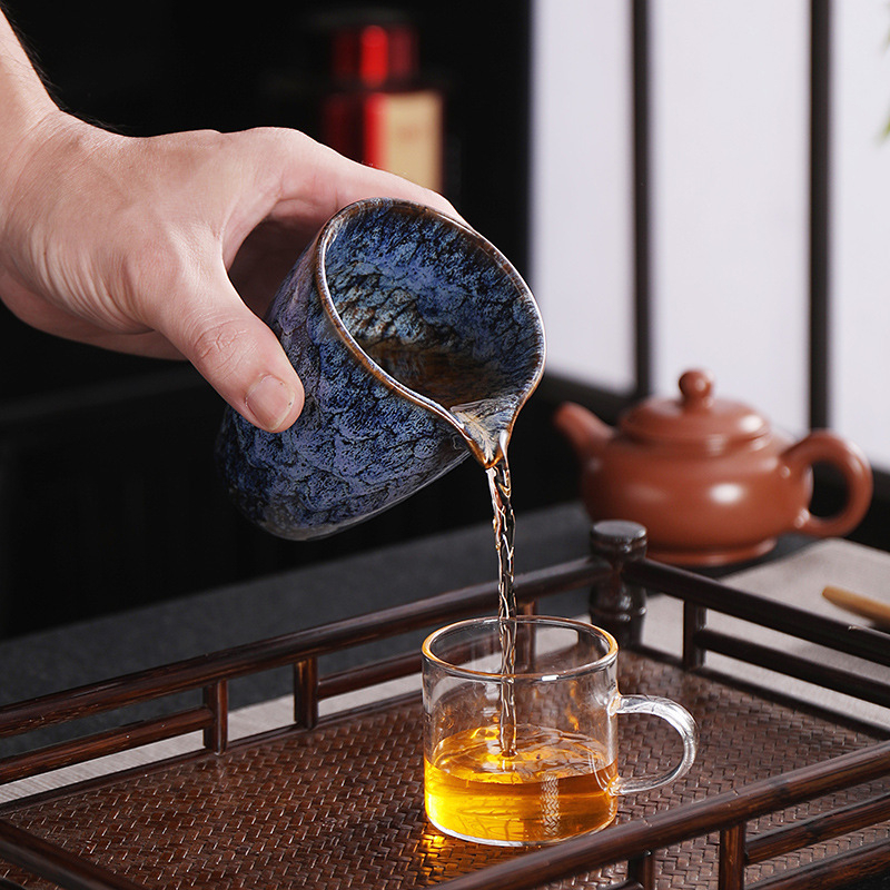Tăviță ceramică de ceai cu ceașcă pentru repartizarea echitabilă pentru ceremonia Kung Fu – accesorii de ceai, stil chinezesc