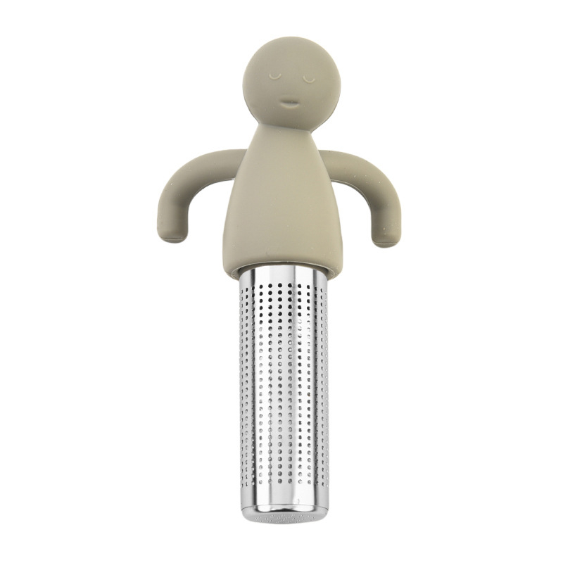 Filtru de ceai din oțel inoxidabil 304 cu silicon, design în formă de figură, infuzor pentru frunze de ceai, gadget pentru birou