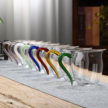 Cană din sticlă borosilicată, cu mâner colorat, pentru ceremonia ceaiului, gură ascuțită și flux curat, capacitate mare pentru uz casnic
