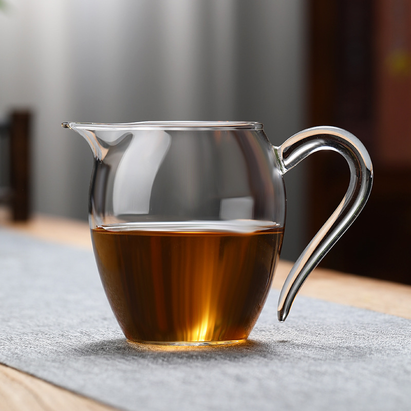 Cană din sticlă borosilicată, cu mâner colorat, pentru ceremonia ceaiului, gură ascuțită și flux curat, capacitate mare pentru uz casnic