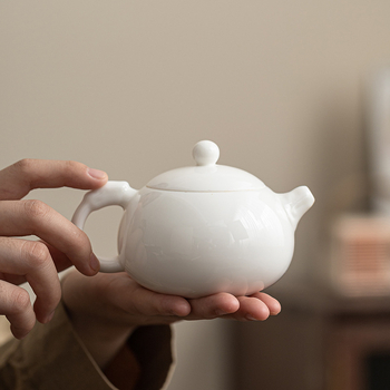 Ceainic din porțelan alb Dehua, handmade în stil Kung Fu, motiv Fenix, ceainic ceramic pentru uz casnic, posibilitatea personalizării logo-ului