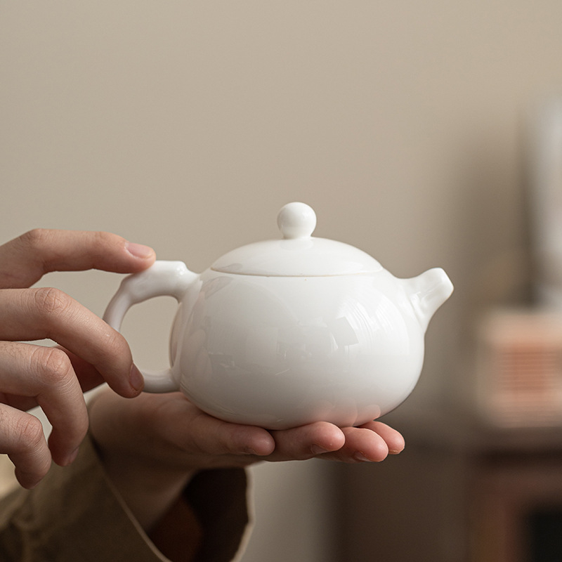Ceainic din porțelan alb Dehua, handmade în stil Kung Fu, motiv Fenix, ceainic ceramic pentru uz casnic, posibilitatea personalizării logo-ului