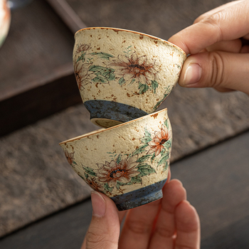 Set Gongfu Ceai din Porțelan Albastru-Alb cu Glazură Roșie – Ceainic ceramic cu mâner de ridicare și cești, pentru casă și birou, de lux