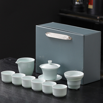 Ge Yao set de ceai pentru uz casnic, ceainic ceramic Gongfu cu bol cu capac în trei părți, cadou