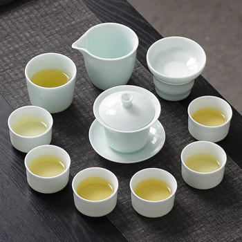 Ge Yao set de ceai pentru uz casnic, ceainic ceramic Gongfu cu bol cu capac în trei părți, cadou