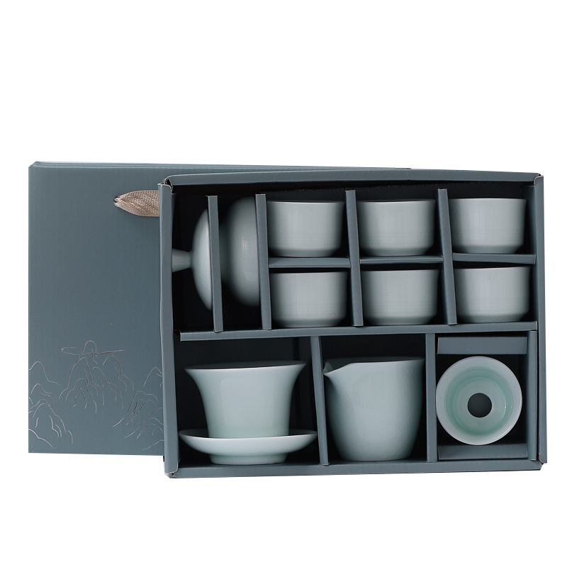 Ge Yao set de ceai pentru uz casnic, ceainic ceramic Gongfu cu bol cu capac în trei părți, cadou