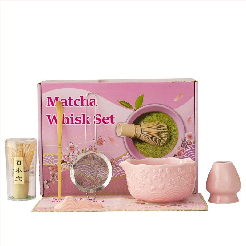 Set japonez de ceai Matcha cu bol de matcha, perie de ceai, unelte de preparare a ceaiului din dinastia Song, tel de bambus cu 100 dinți