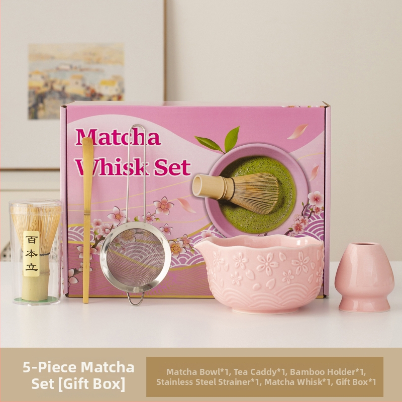 Set japonez de ceai Matcha cu bol de matcha, perie de ceai, unelte de preparare a ceaiului din dinastia Song, tel de bambus cu 100 dinți