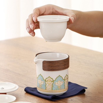 Set de ceai ceramic pentru călătorii — ceainic portabil și trei căni, pentru birou